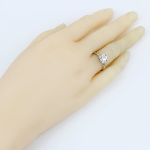 Vintage c.1950 Diamond Wedding Engagement Ring 14K White Gold Mid-Century Retro - Picture 7 of 7